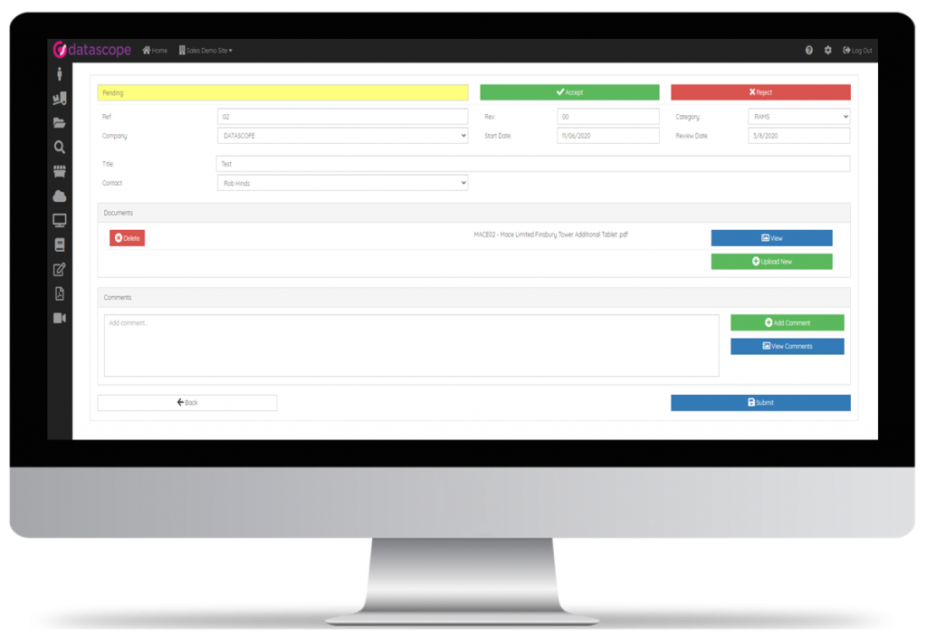 RAMS Management • Risk Assessment & Method Statement • DataScope